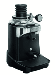 Caedo E37SD single-dose coffee grinder with sleek black body and silver adjustment collar.