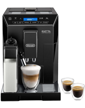 DeLonghi Eletta Cappuccino, best coffee machine with sleek design, user-friendly interface, and capability to create café-quality drinks.