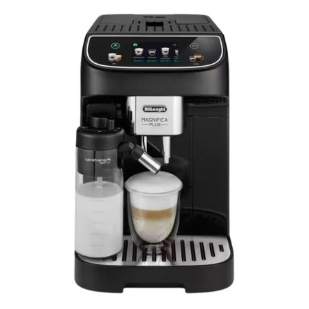 Best Coffee Machines Magnifica Plus showcasing DeLonghi espresso machine with integrated milk frother and ergonomic design.