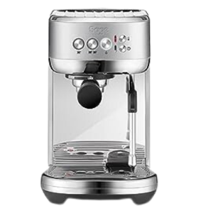 Sage Bambino Plus, one of the best coffee machines, featuring polished stainless steel design and advanced features.