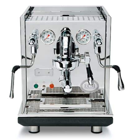 ECM Synchronika Dual Boiler PID espresso machine with polished stainless steel body and manual levers.