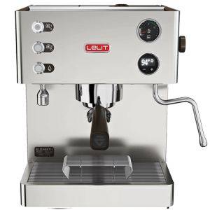 Lelit Elizabeth v3 espresso machine with modern stainless-steel design and advanced brewing controls.