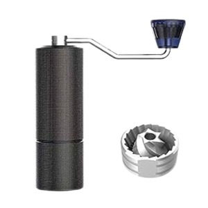 Timemore Chestnut C2 manual coffee grinder and burr mechanism showcasing sleek, ergonomic design.