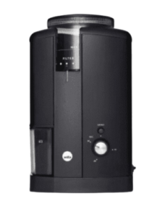 Wilfa Svart Aroma Precision, a sleek, black electric coffee grinder with modern minimalist design.