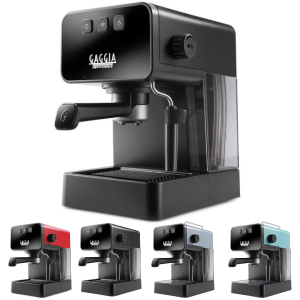 Cheap espresso machines Gaggia-Espresso line featuring sleek design in black and vibrant color options.