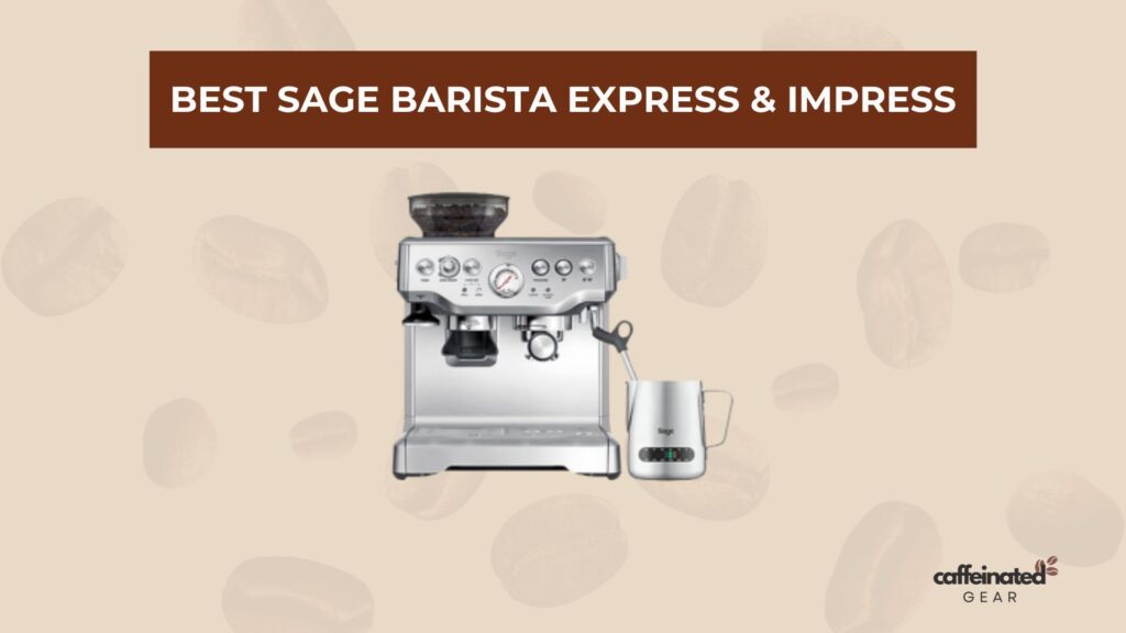 Barista Express Pro Tips showcasing sleek Sage Barista Express espresso machine with milk frothing pitcher.