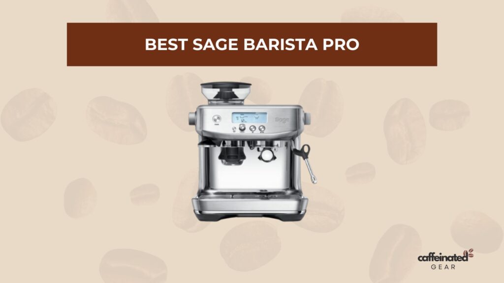 Barista Pro stainless steel coffee machine from Sage, with built-in grinder and digital display.