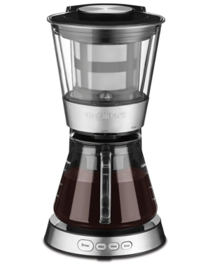 Cuisinart DCB-10P1 cold brew coffee maker showcasing a sleek, transparent design with user-friendly controls.