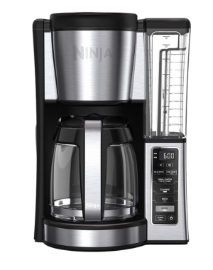 Ninja CE251 modern drip coffee maker featuring a sleek design, programmable control panel, and transparent carafe.