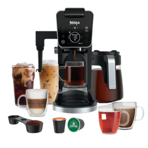 Ninja CFP301 brewing coffee, complete with various drink options and eco-friendly accessories.