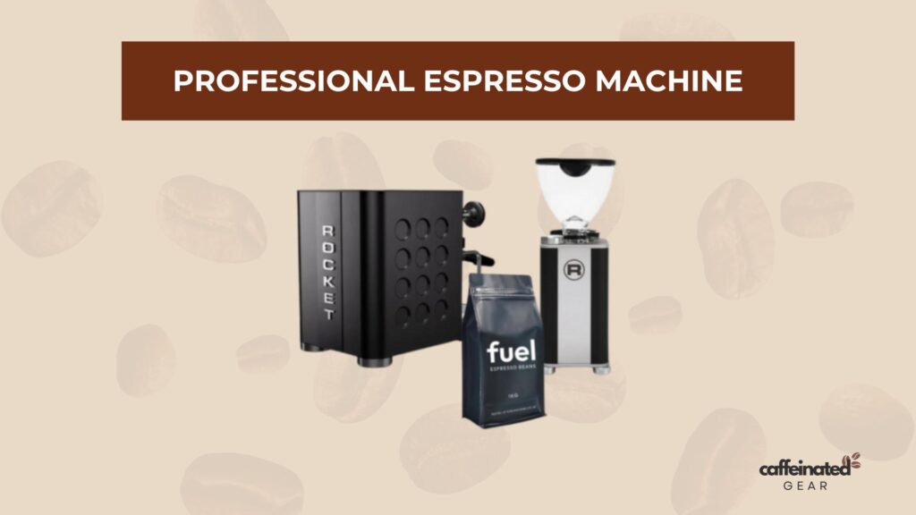 Rocket Appartamento espresso machine with grinder and fresh coffee beans by Coffeeford.