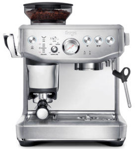 Sage Barista Express espresso machine showcasing a sleek design with integrated grinder and precise controls.