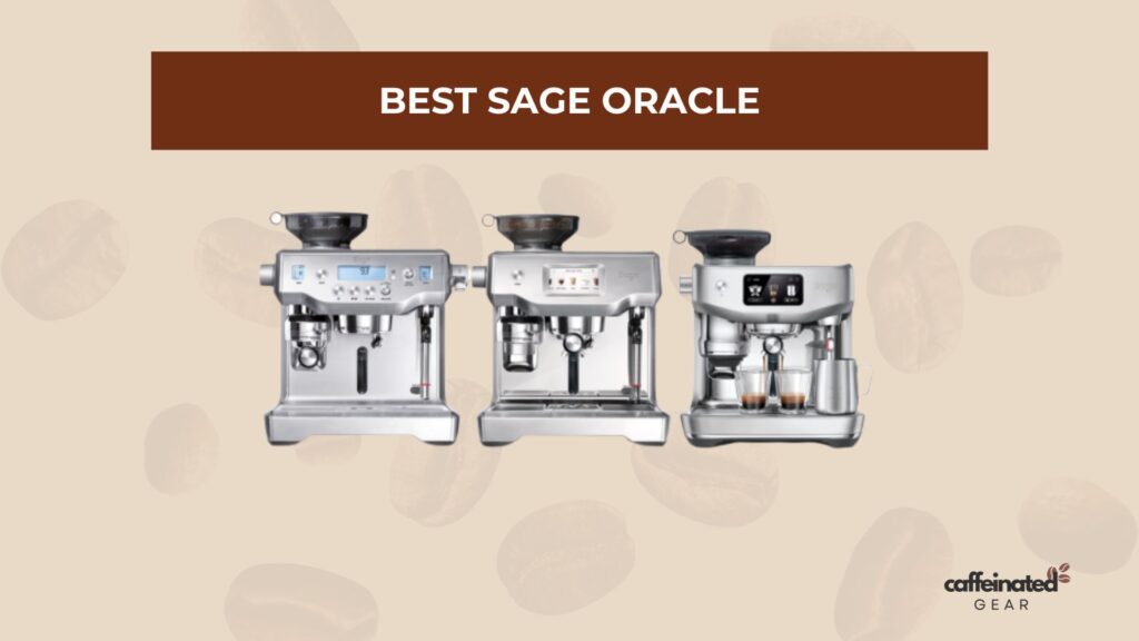Sage Oracle top models highlighted in promotional display with integrated grinders and modern controls.