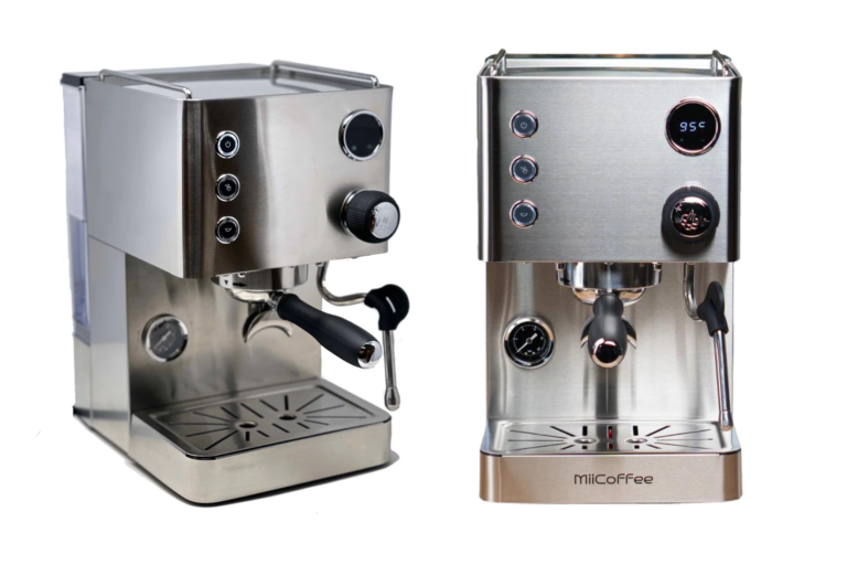 Apex and Legato modern stainless steel espresso machines with accessible controls and digital display.