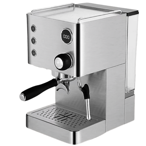 AVX-DB1 stainless steel espresso machine with digital display and precision controls.